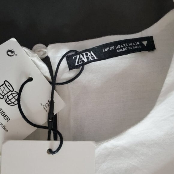 Zara White Cutwork Embroidery Long Sleeve Eyelet Oversized Ruffled Dress NWT - Picture 12 of 16